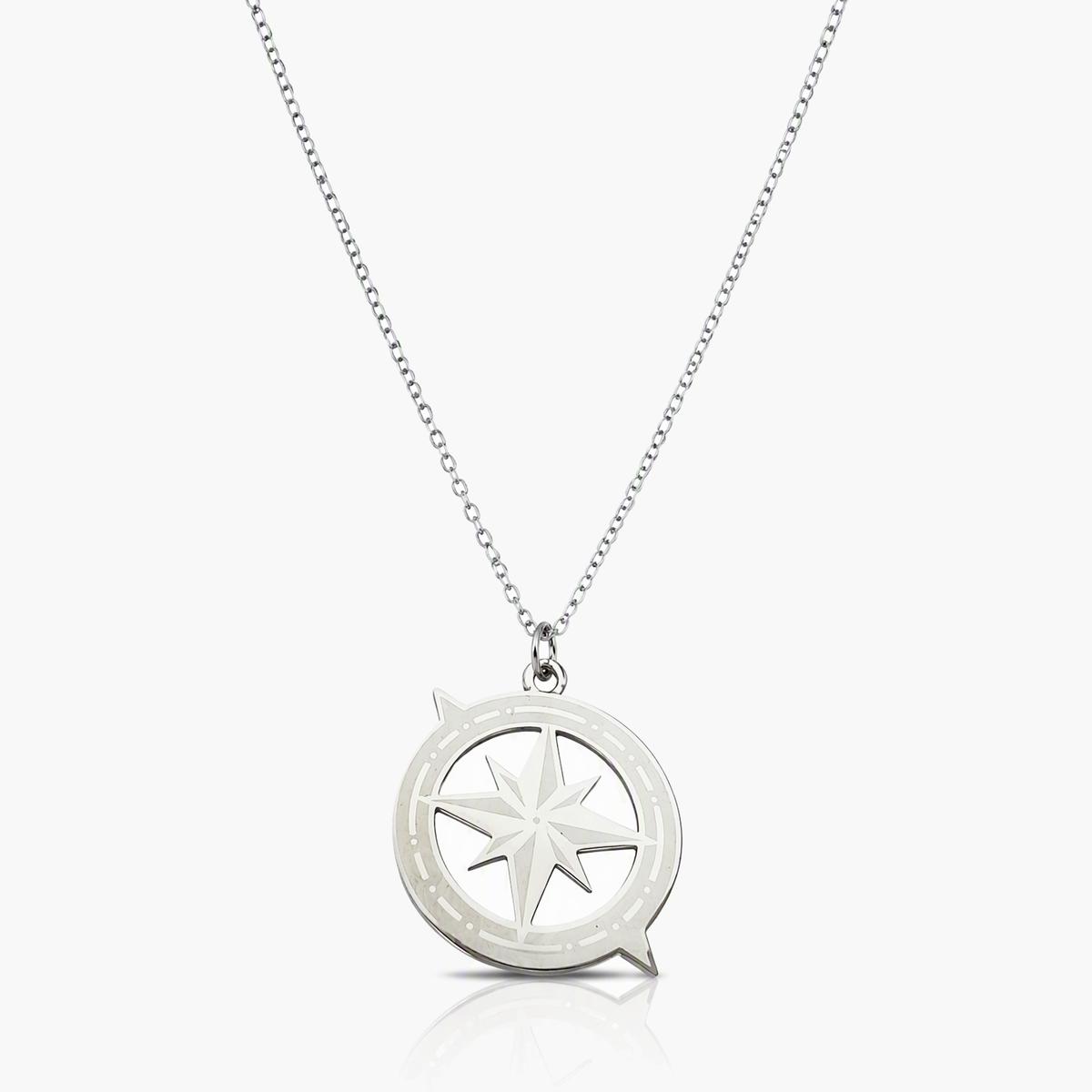 Red Enamel Compass Pendant Necklace