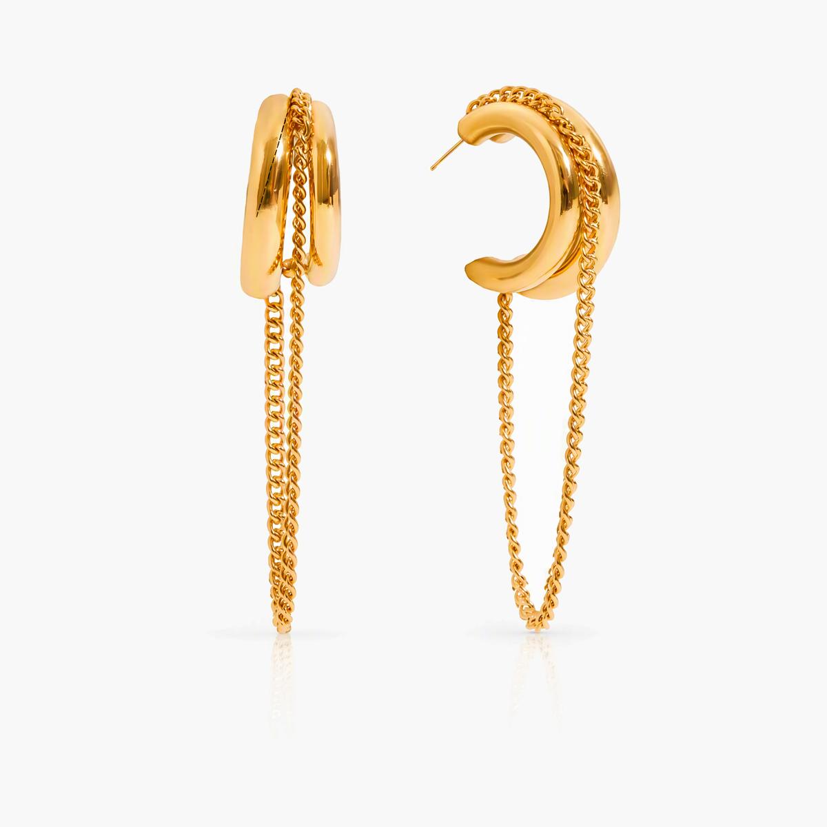 Trendy Chain Drop Hoop Earrings