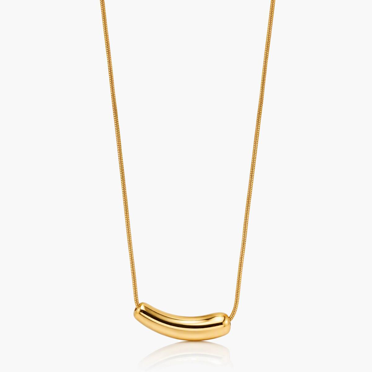 Minimalist Curved Bar Snake Chain Necklace