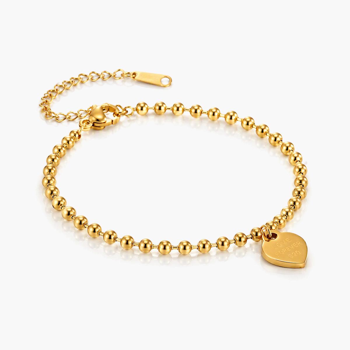 Dainty Heart Charm Beaded Bracelet