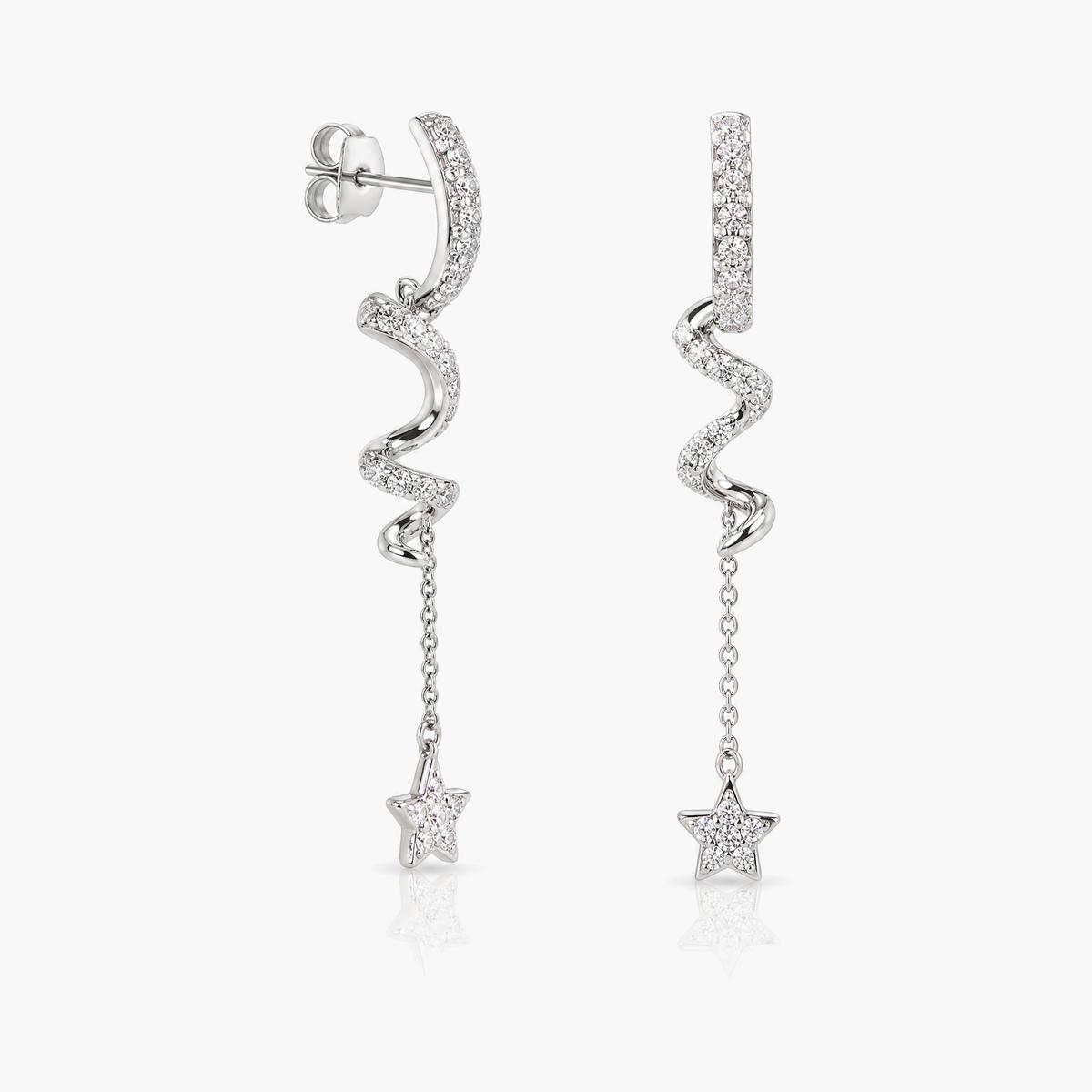 Twisted Snake Chain Star Drop Earrings
