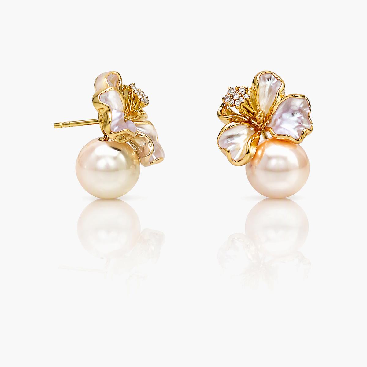 Elegant Flower Pearl Drop Earrings