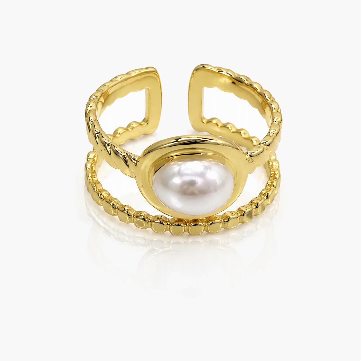 Trendy Double Pearl Open Ring