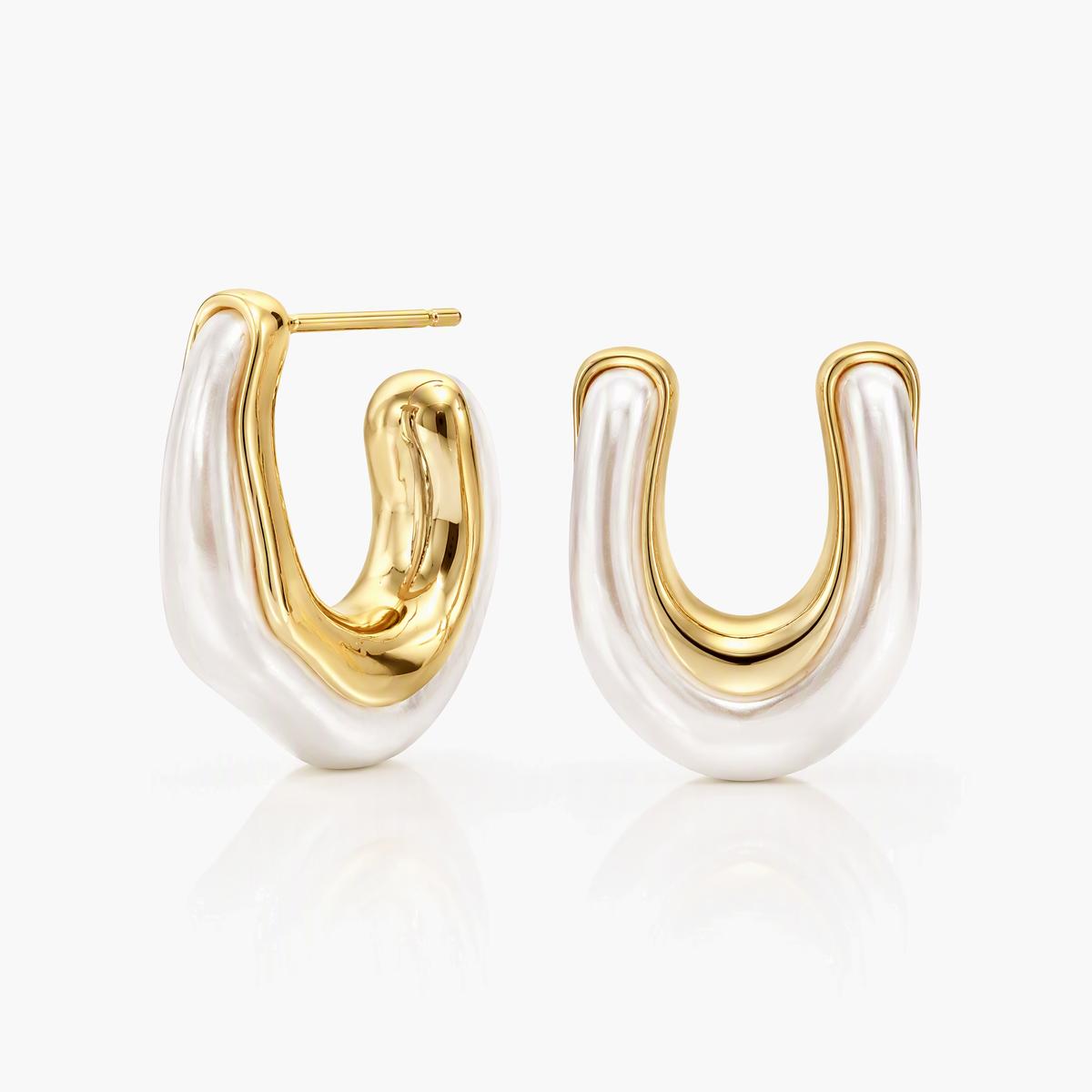 Trendy Irregular Pearl Hoop Earrings