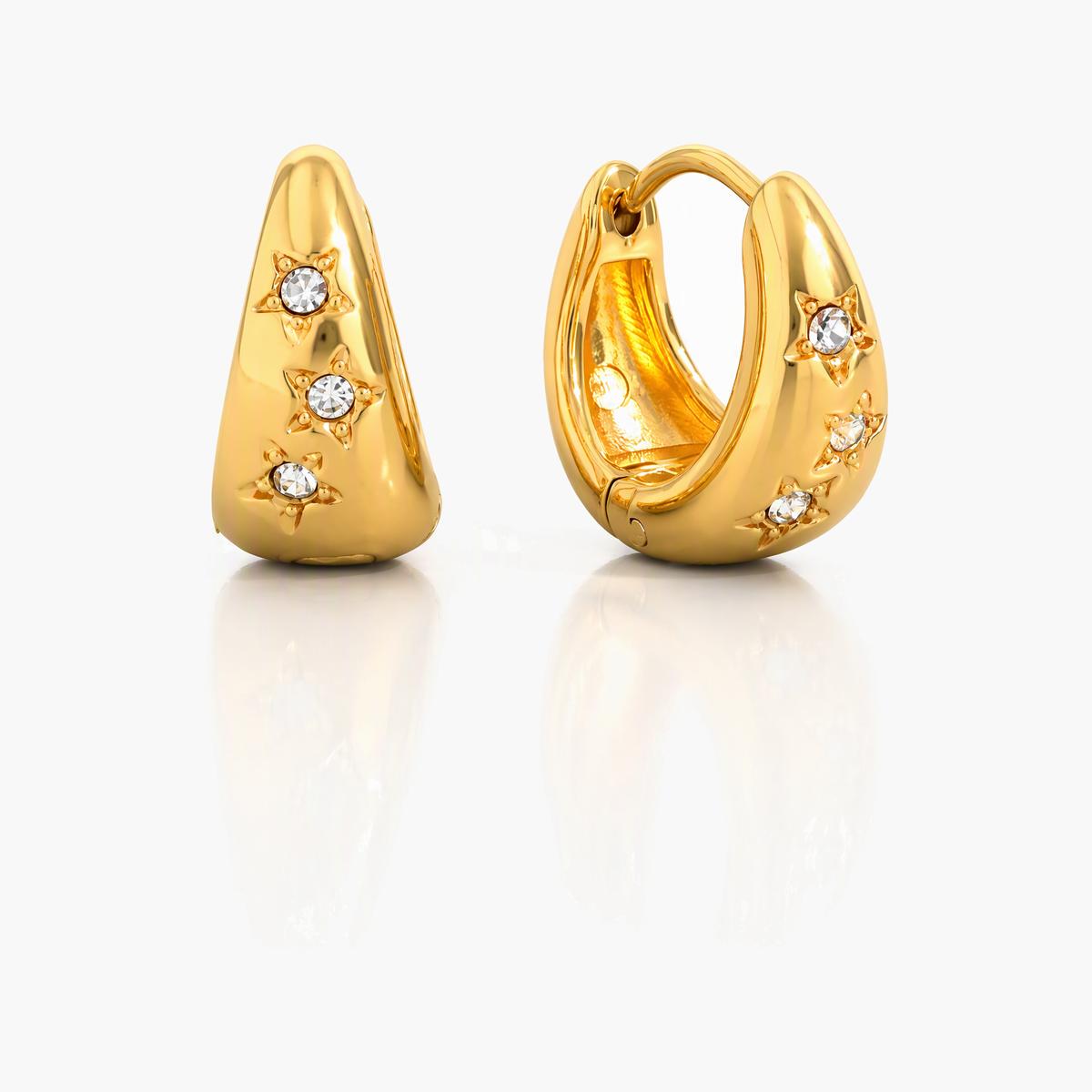 Dainty Stone Huggie Earrings