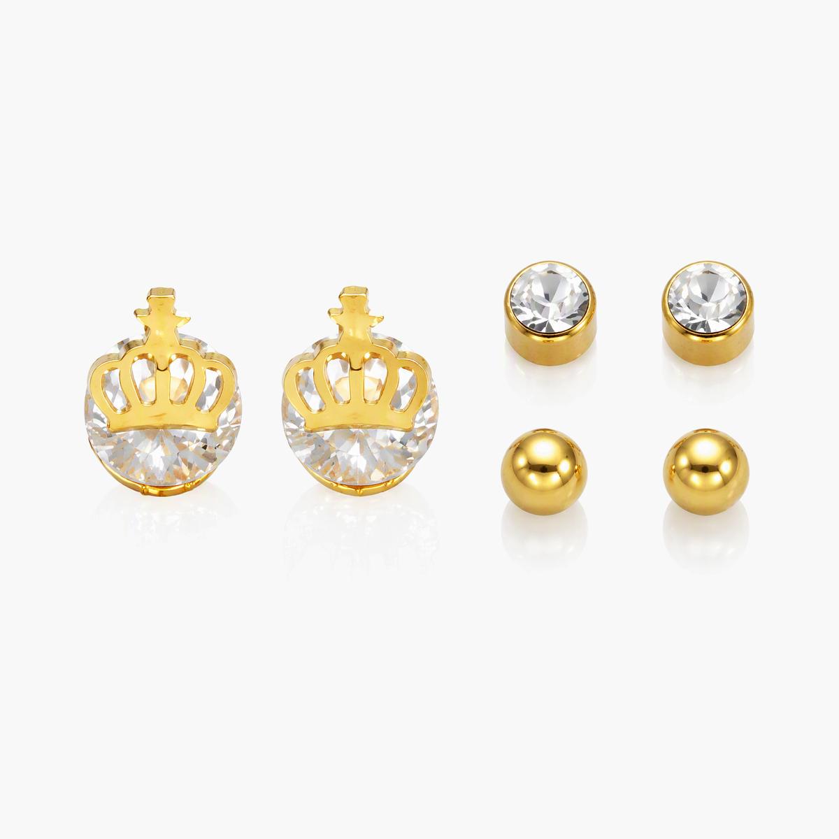 Dainty Crown Charm Stud Earrings