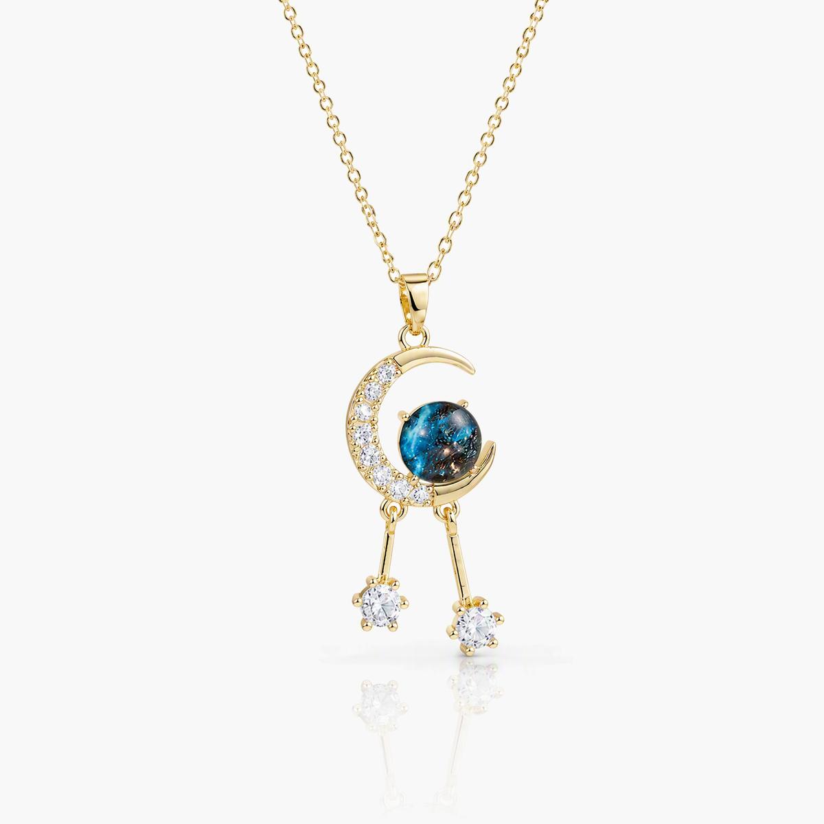 Crescent Moon Sphere Pendant Necklace