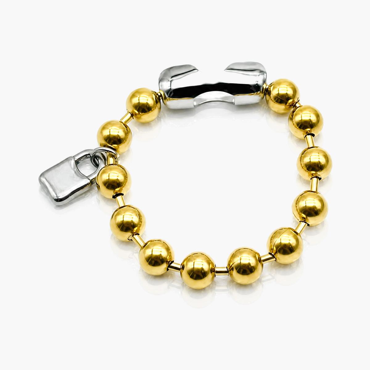 Dainty Bead Bracelet with Lock Charm