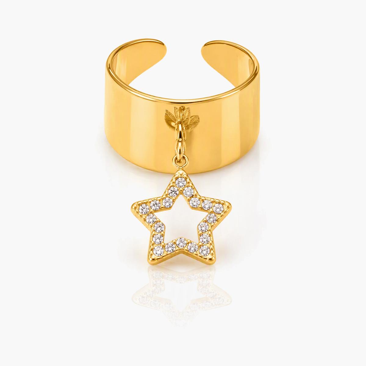Star Charm Open Cuff Ring