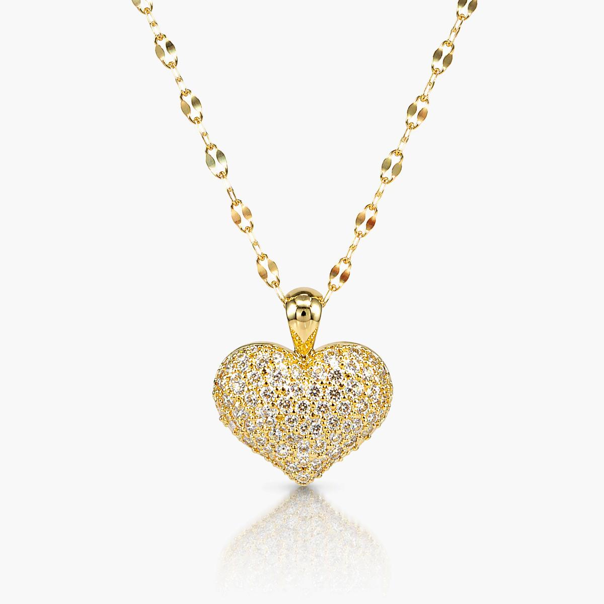 Paved Heart Pendant Necklace