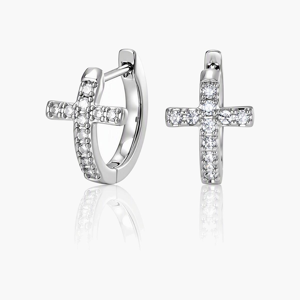 Cross Huggie Earrings