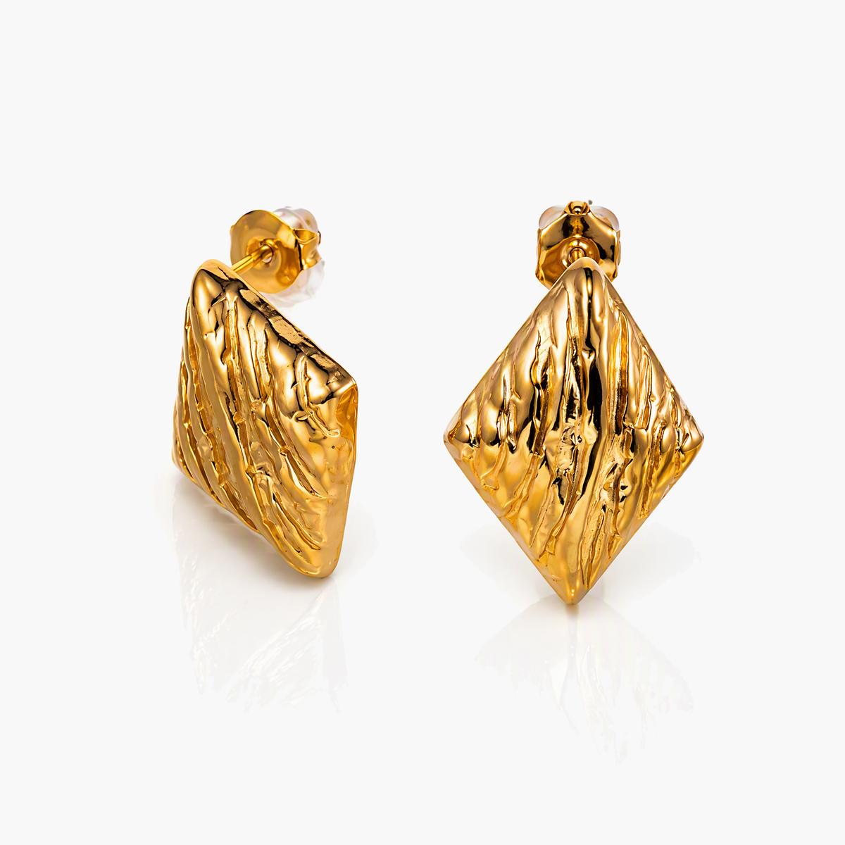 Textured Rhombus Drop Earrings