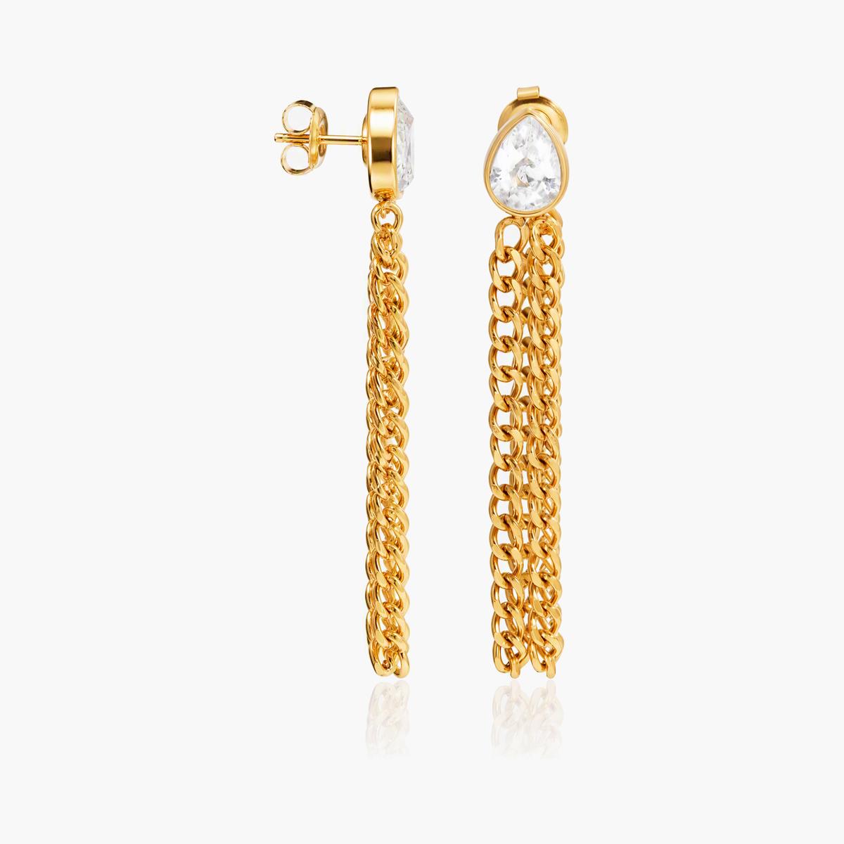 Teardrop Chain Tassel Earrings