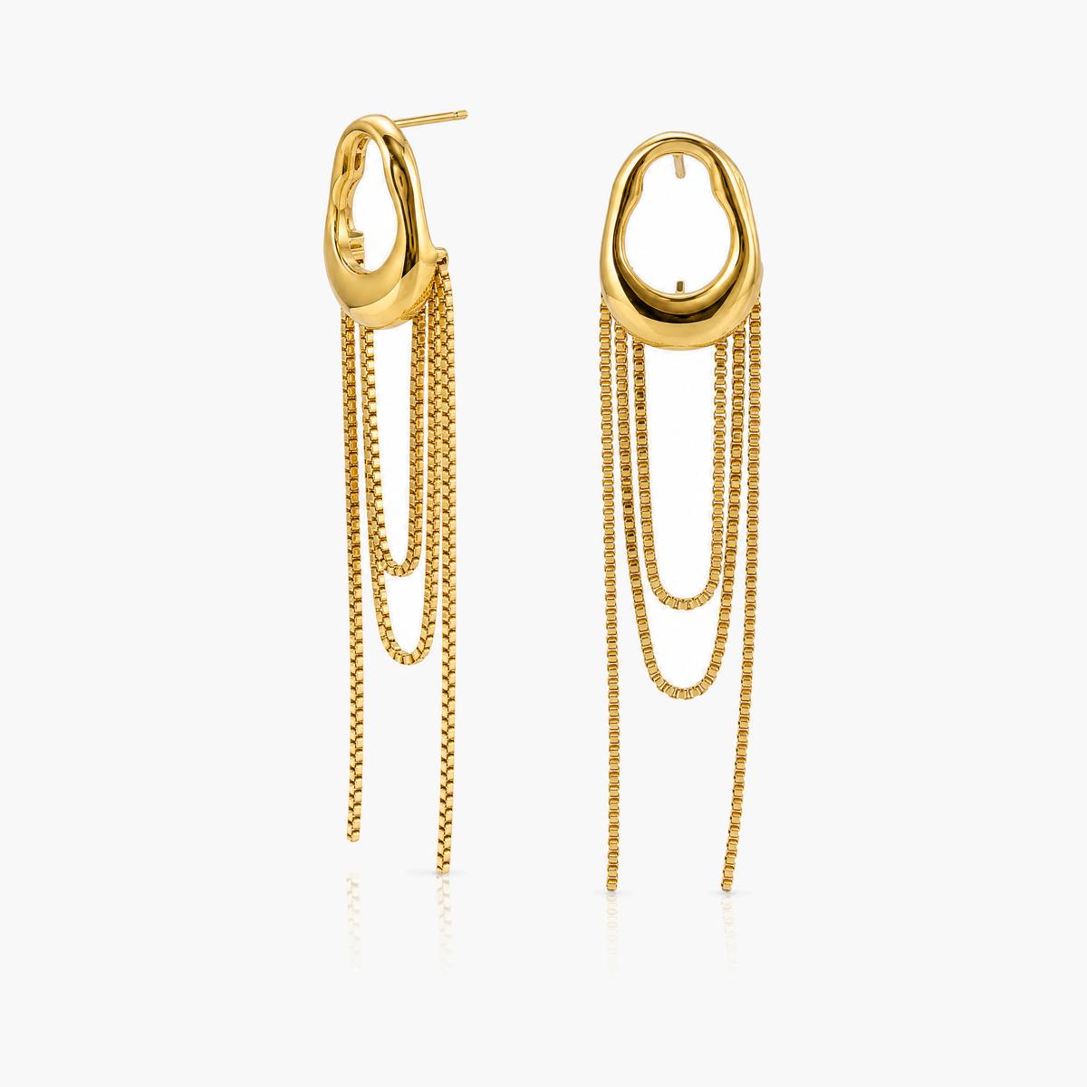 Trendy Irregular Hoop Chain Tassel Earrings