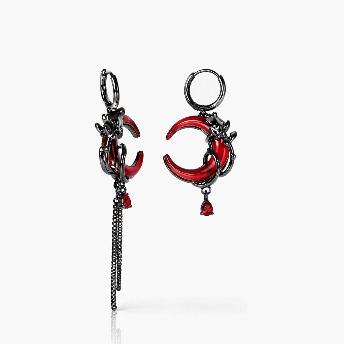 Gothic Crescent Moon Drop Earrings