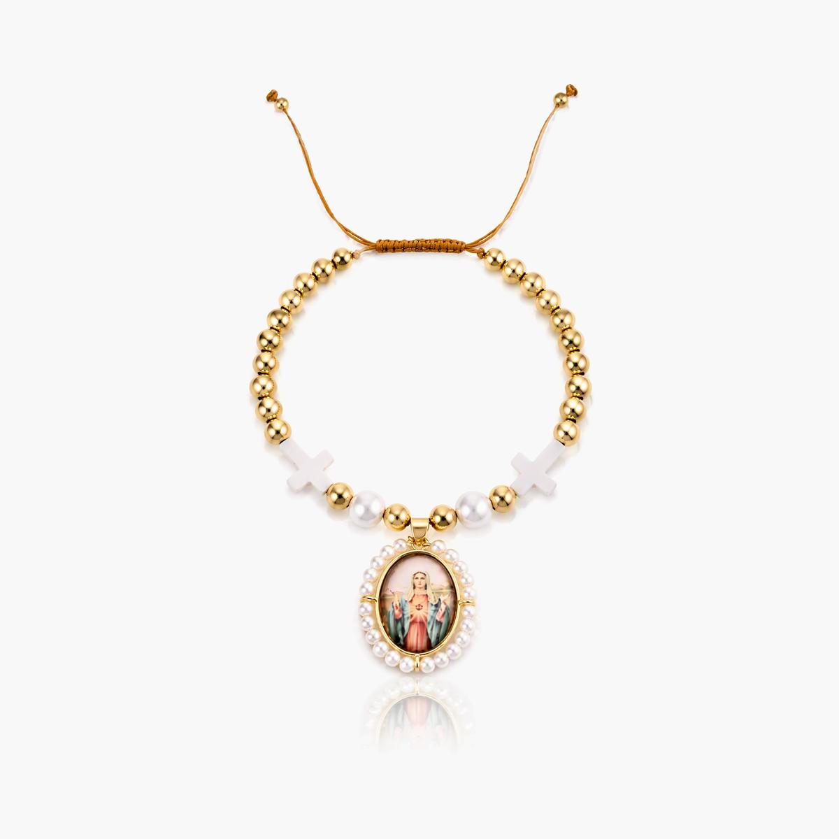 Vintage Oval Cross Charm Bracelet