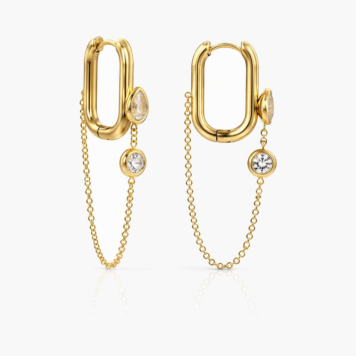 Dainty Water Drop Chain Drop Earrings