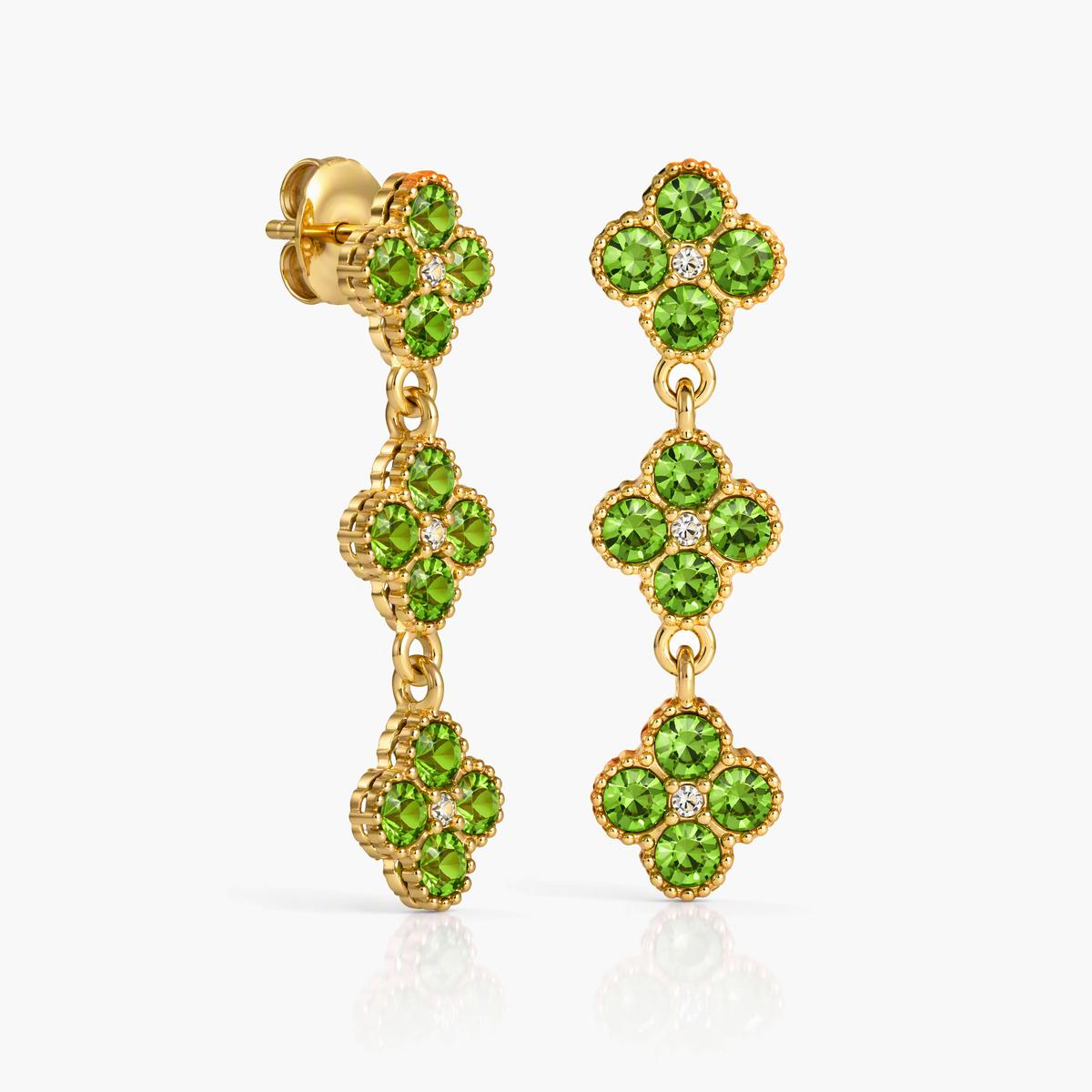 Three Tier Clover Drop Earrings