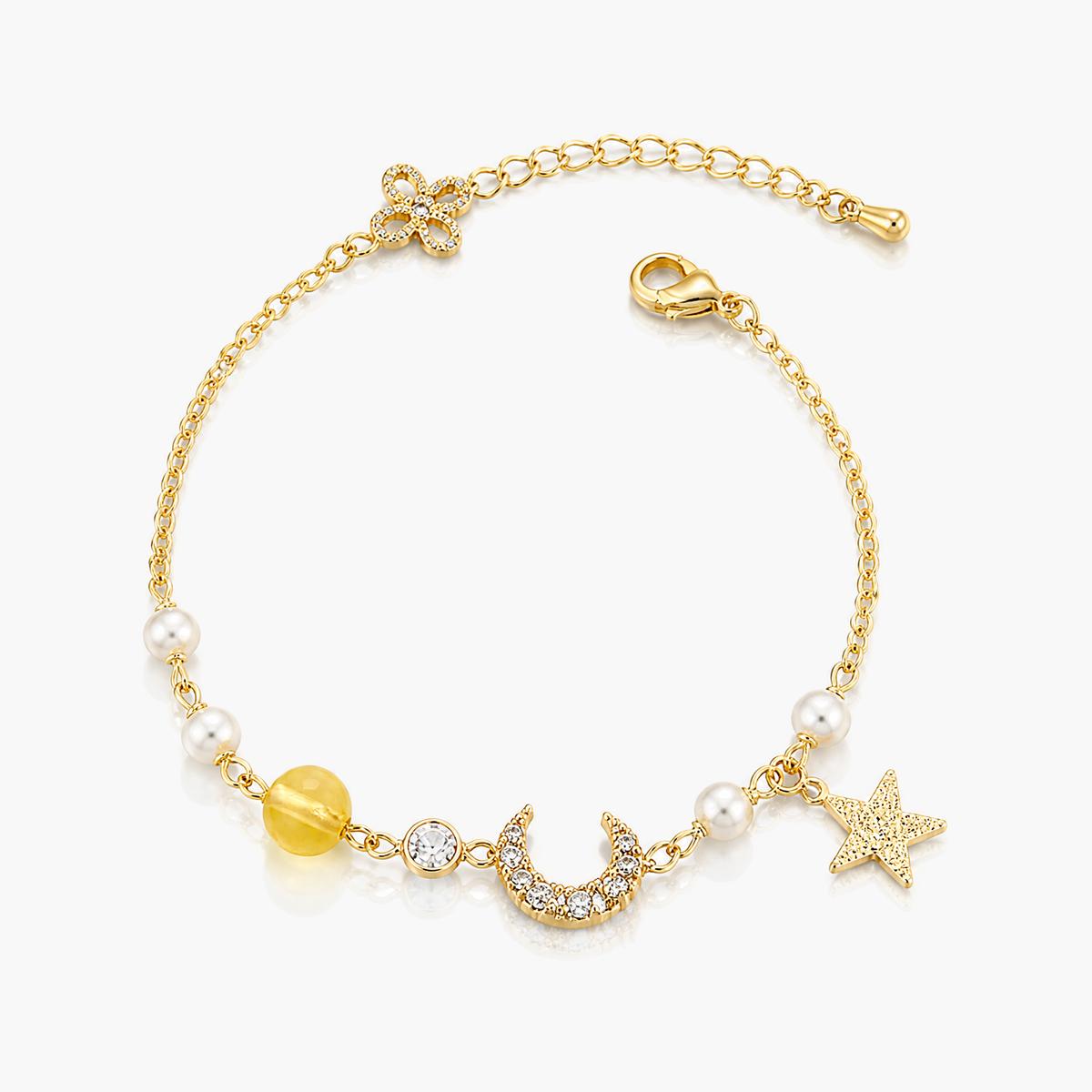 Dainty Moon Star Pearl Bracelet