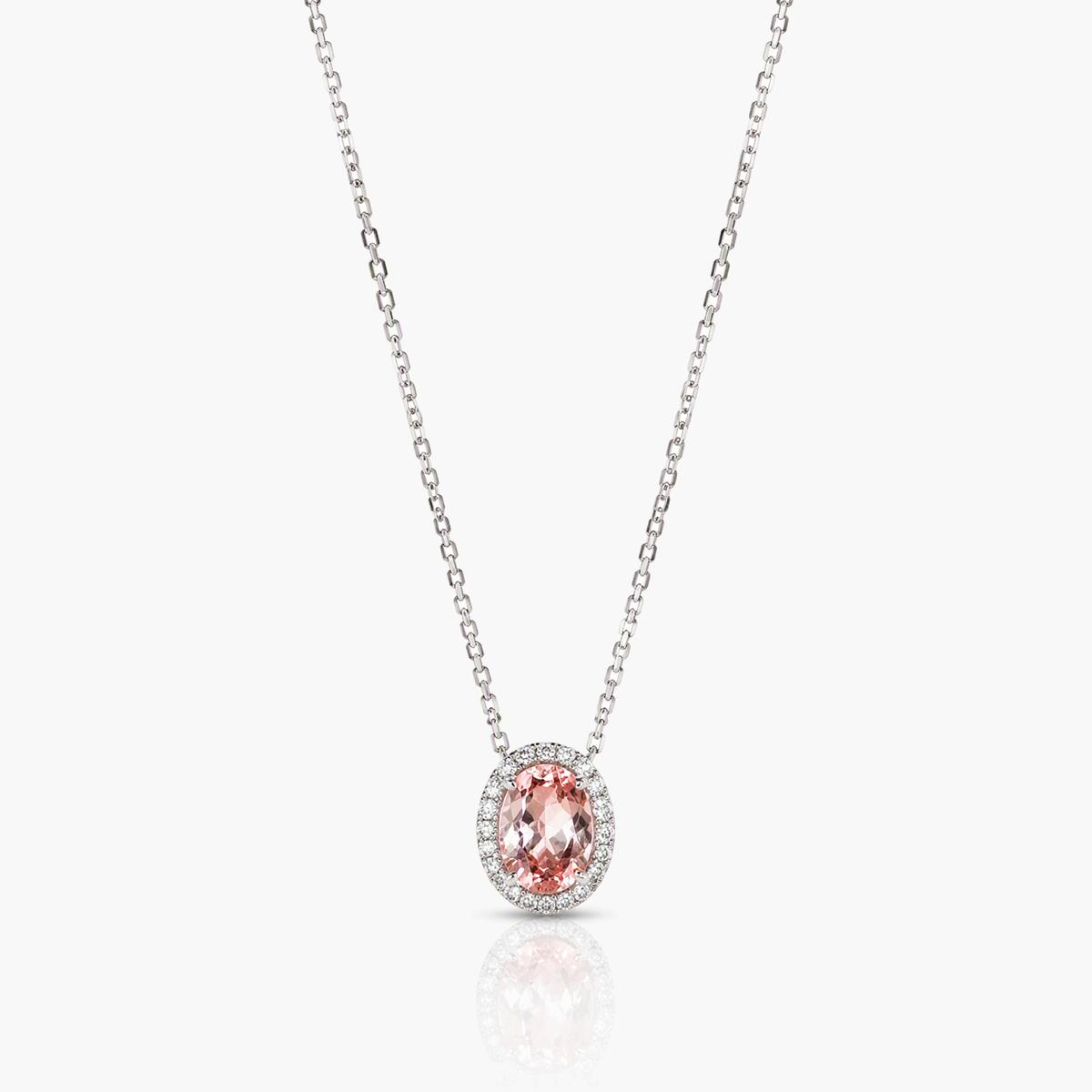 Elegant Oval Halo Pendant Necklace