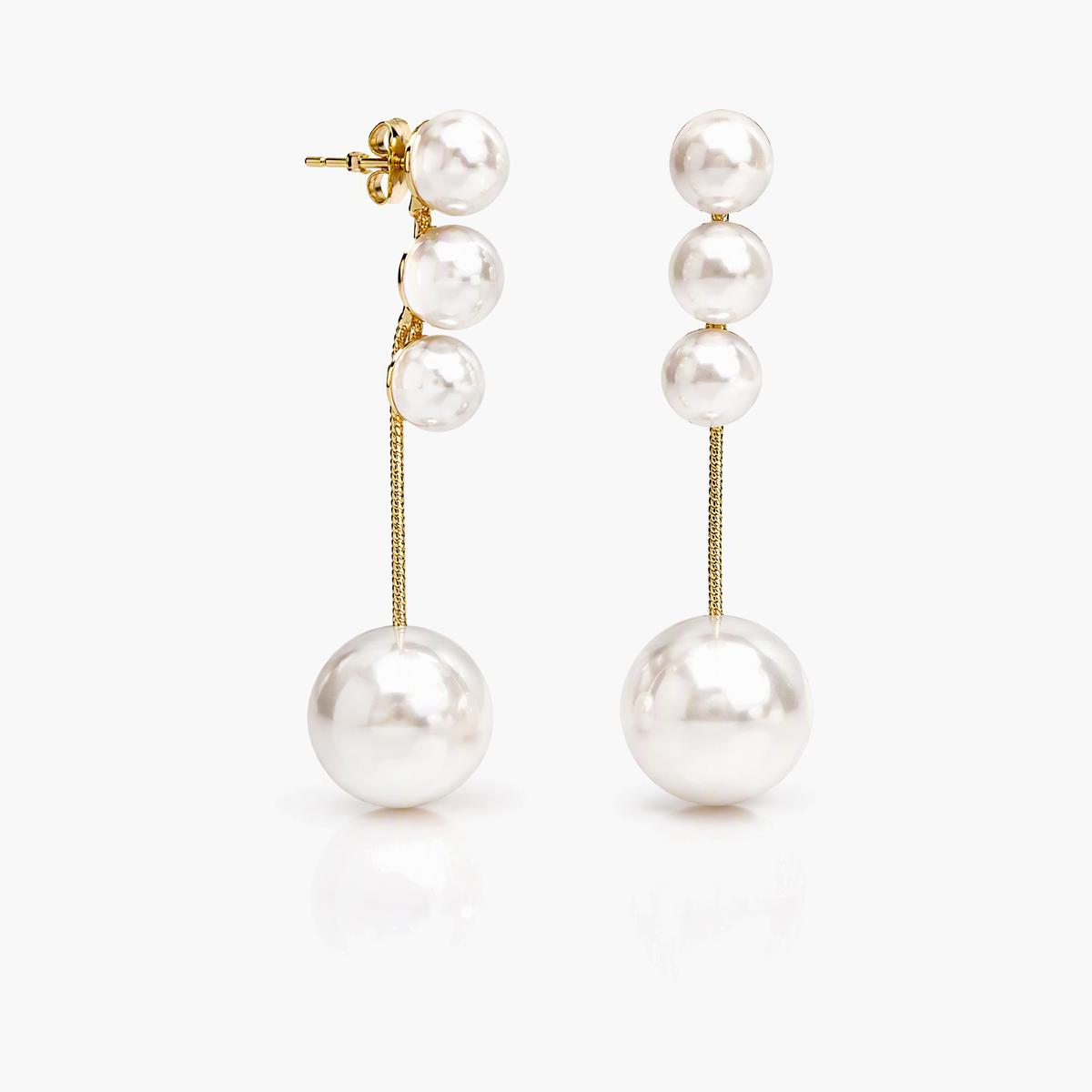 Elegant Triple Pearl Drop Earrings