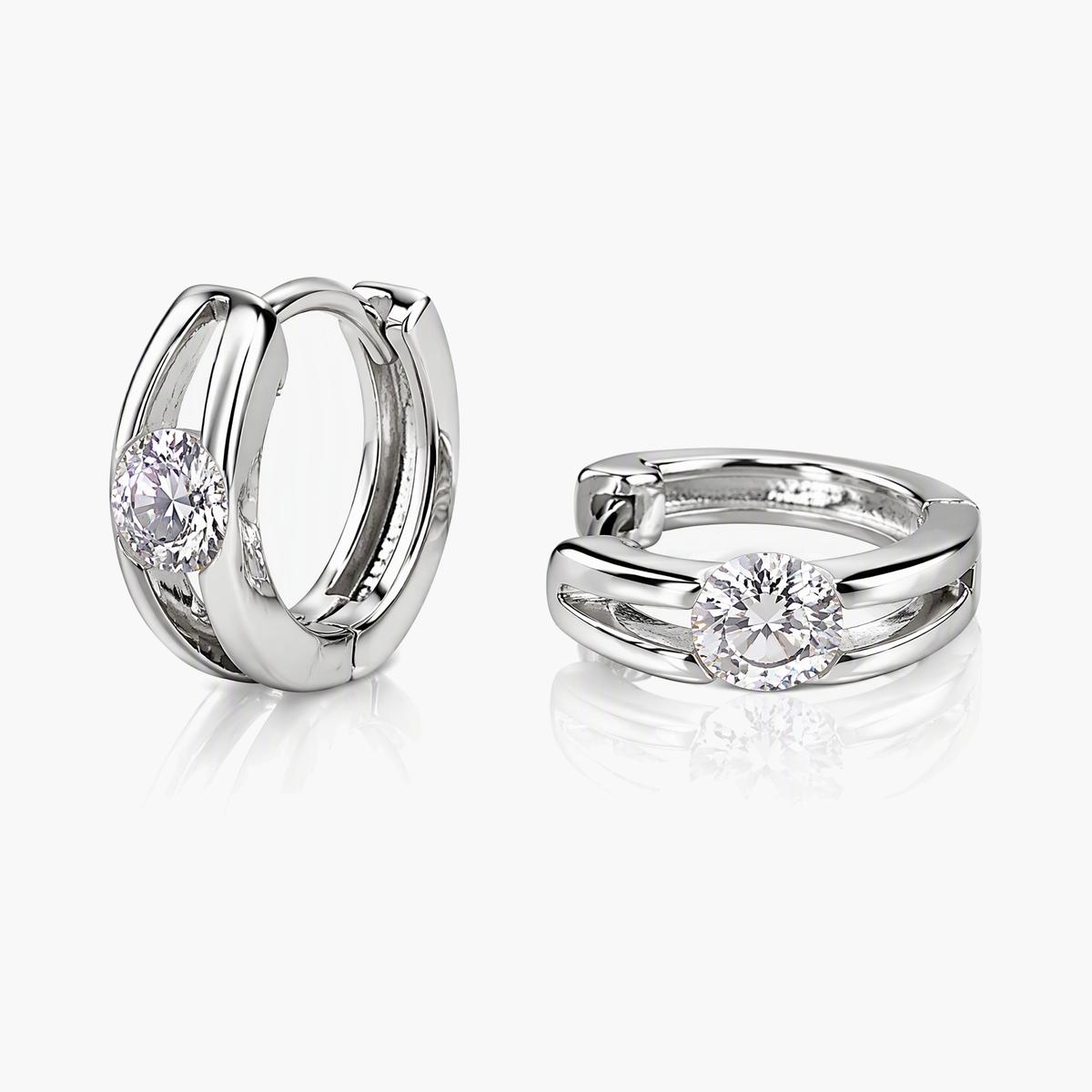Dainty Single Stone Huggie Earrings