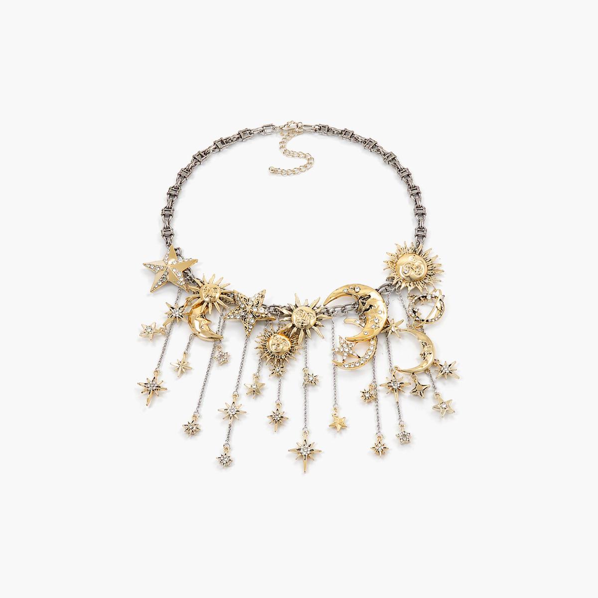 Boho Sun Moon Star Fringe Necklace