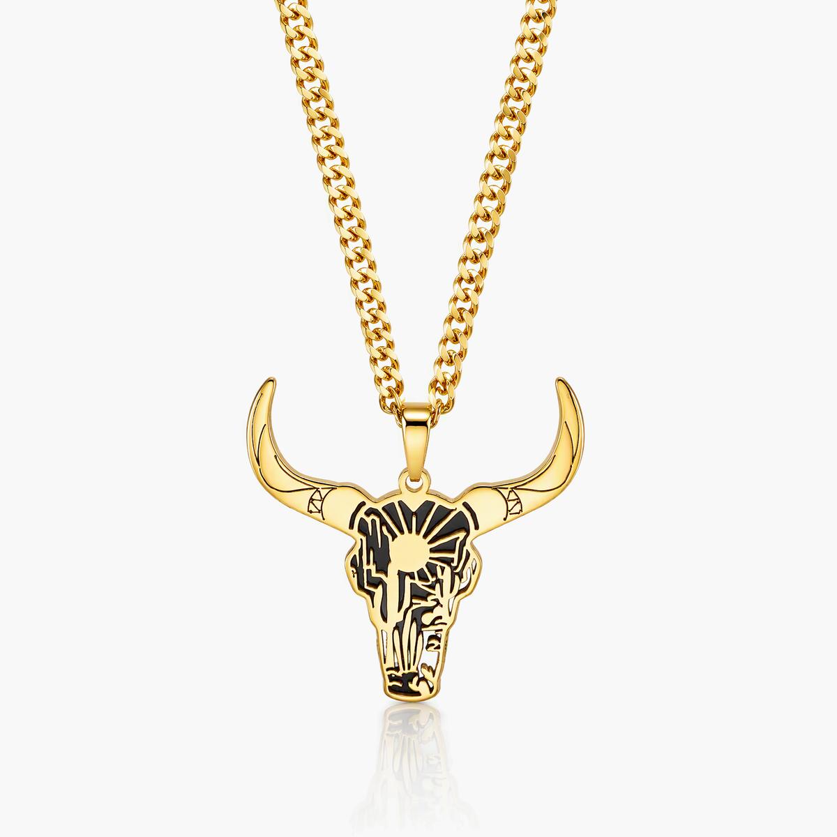 Trendy Bull Skull Pendant Necklace
