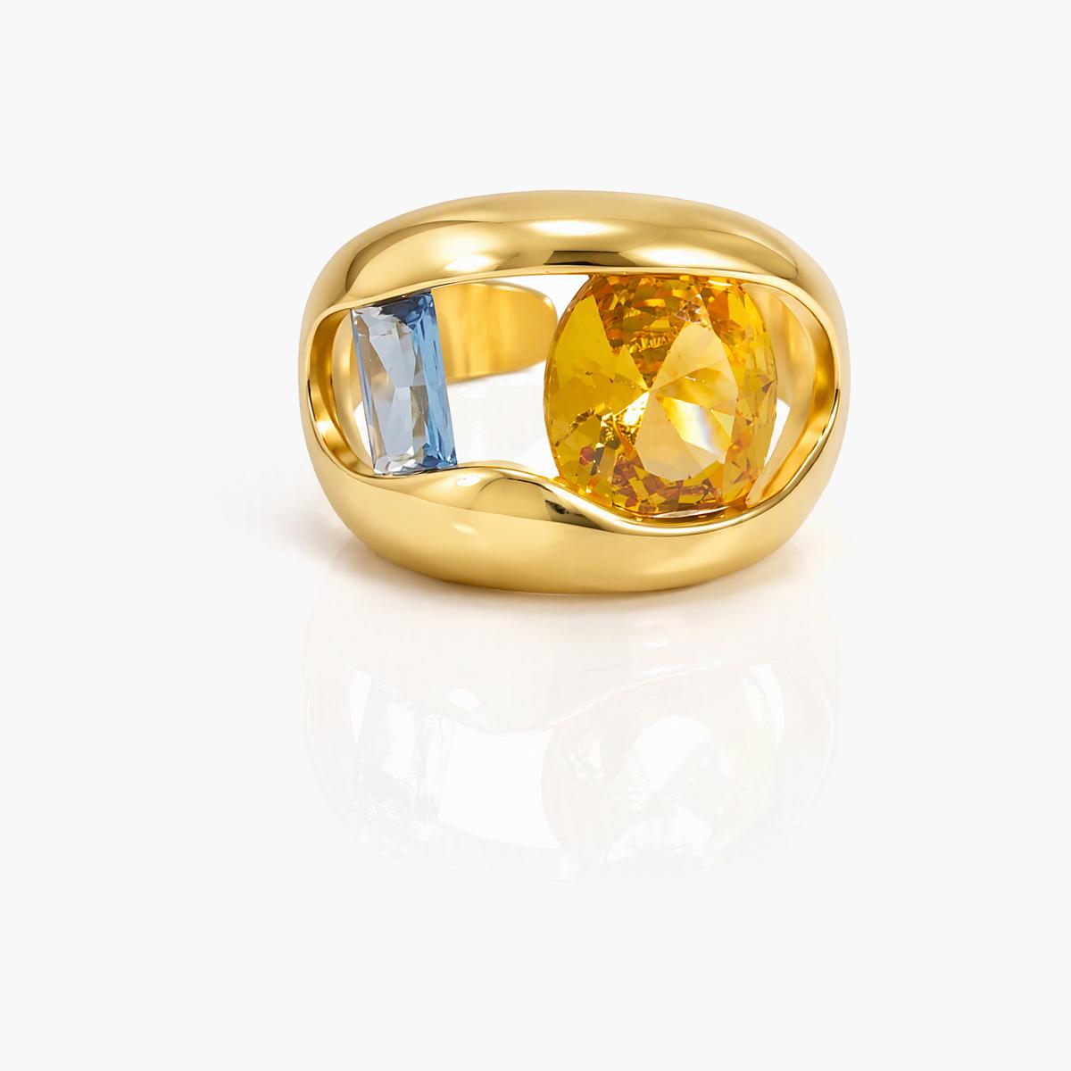 Trendy Dual Stone Asymmetric Ring
