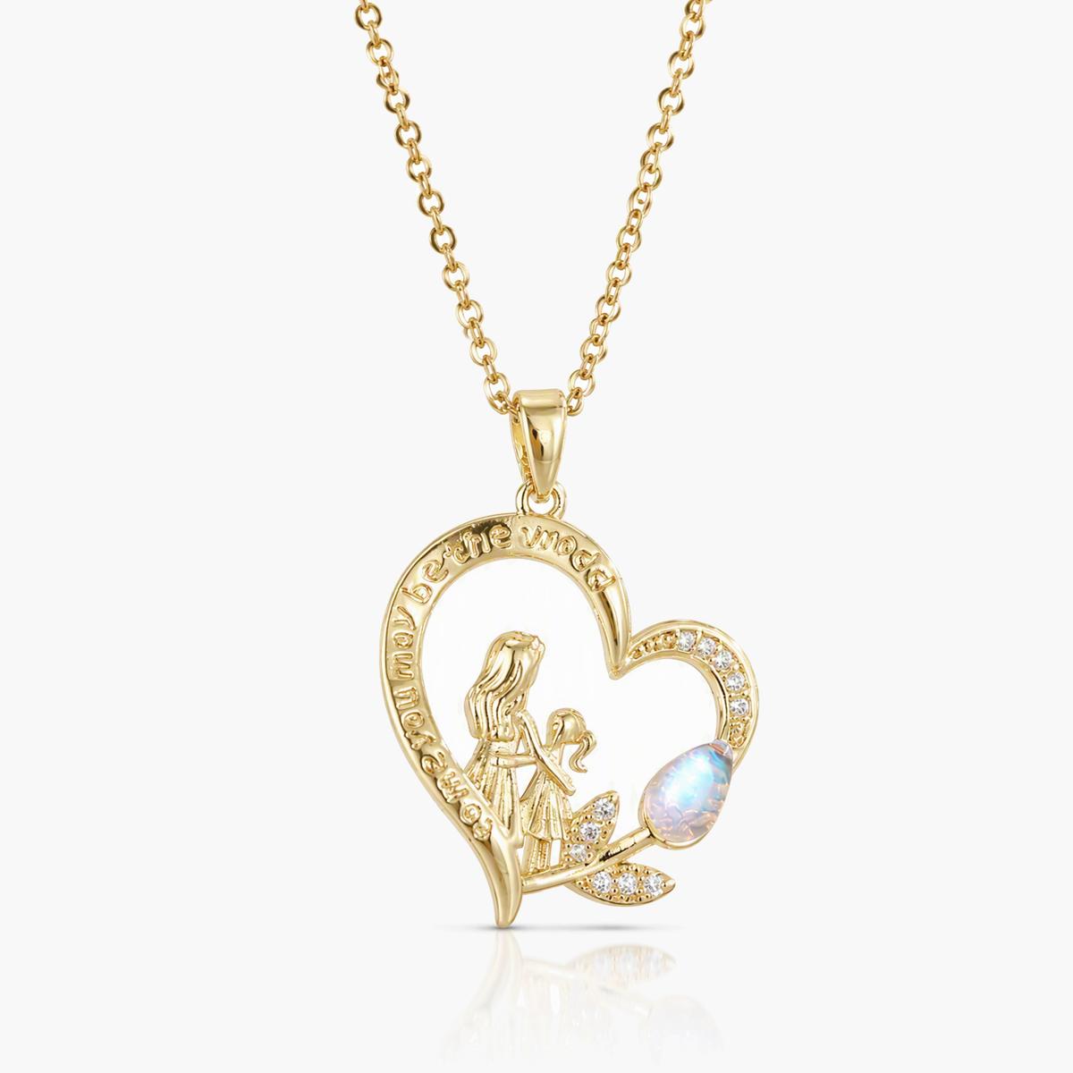 Heart & Opal Pendant Necklace