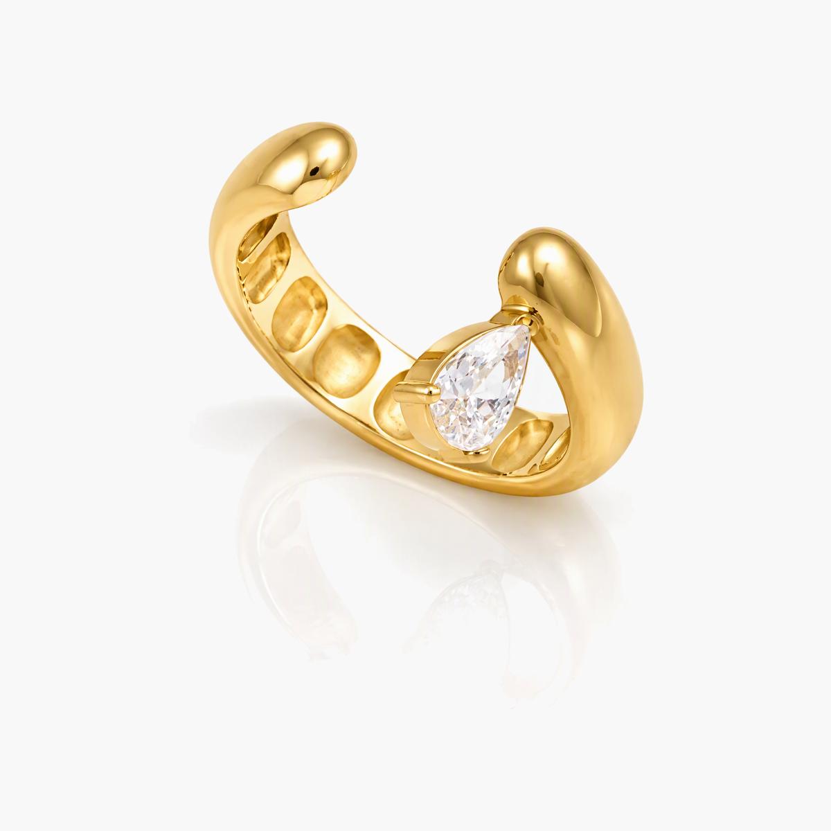 Trendy Sphere and Teardrop Ring