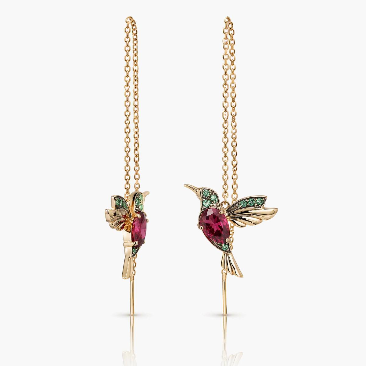 Dainty Hummingbird Drop Earrings