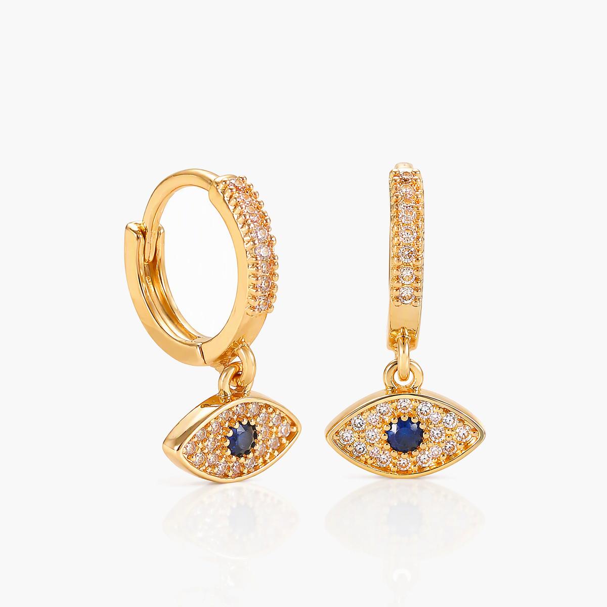 Evil Eye Charm Huggie Earrings