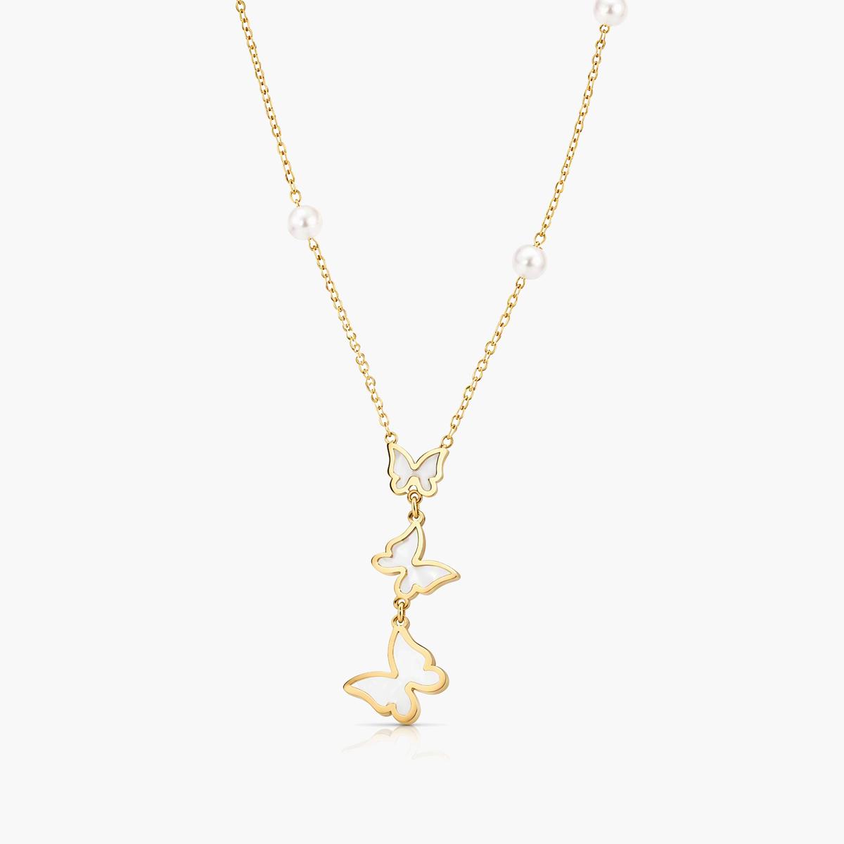 Dainty Butterfly Pearl Necklace