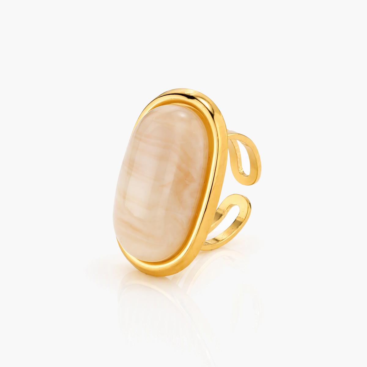 Oval Stone Open Ring