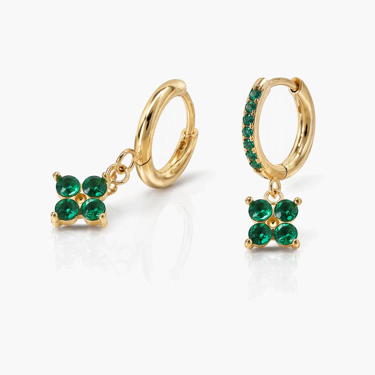 Dainty Four-Leaf Clover Huggie Earrings