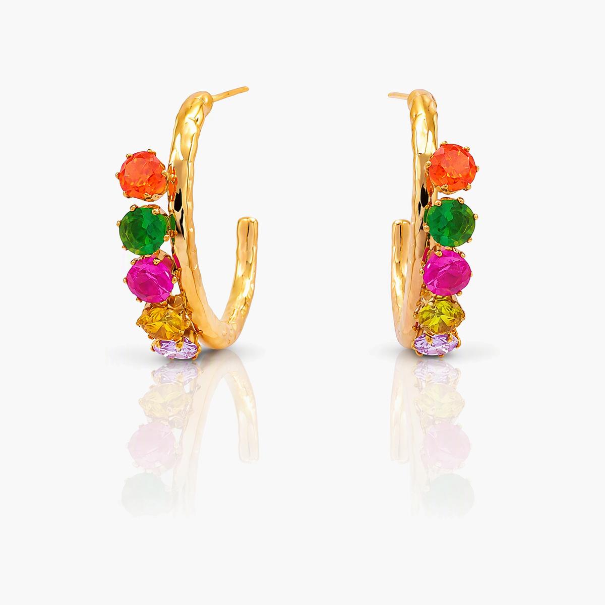 Trendy Five-Stone Huggie Earrings