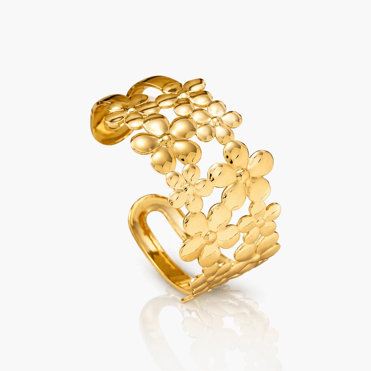 Floral Snake Open Cuff Bracelet