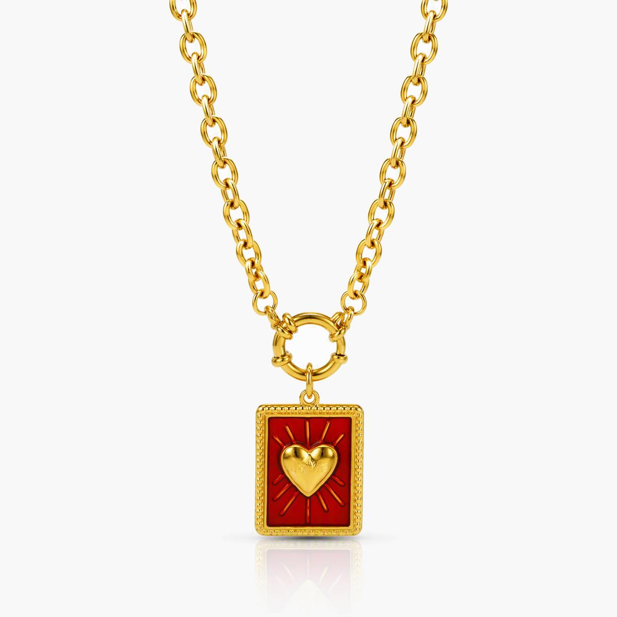 Vintage Sacred Heart Pendant Necklace