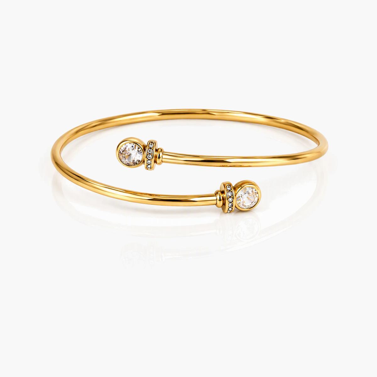 Dainty Stone Accent Open Cuff Bangle
