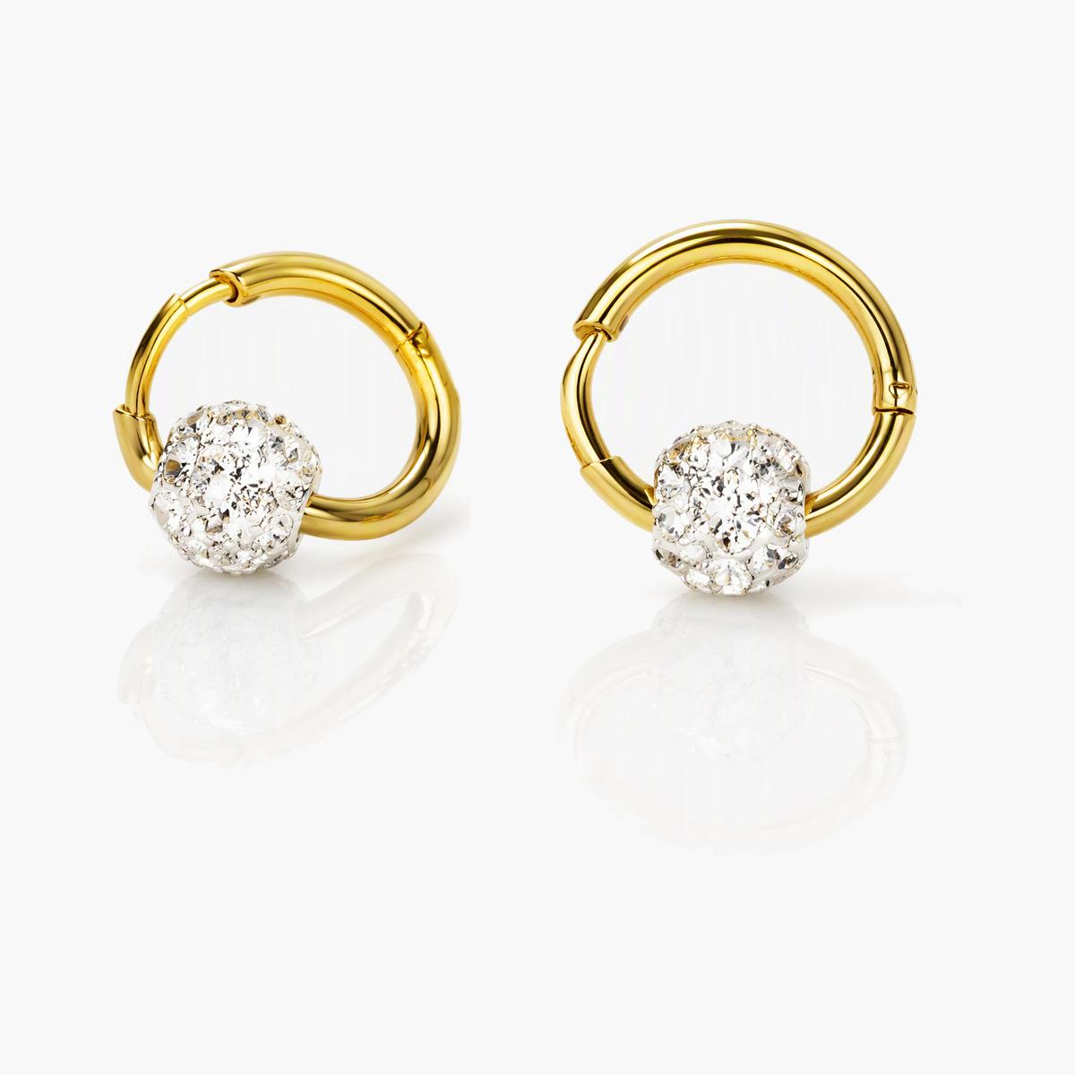 Dainty Stone Ball Huggie Earrings