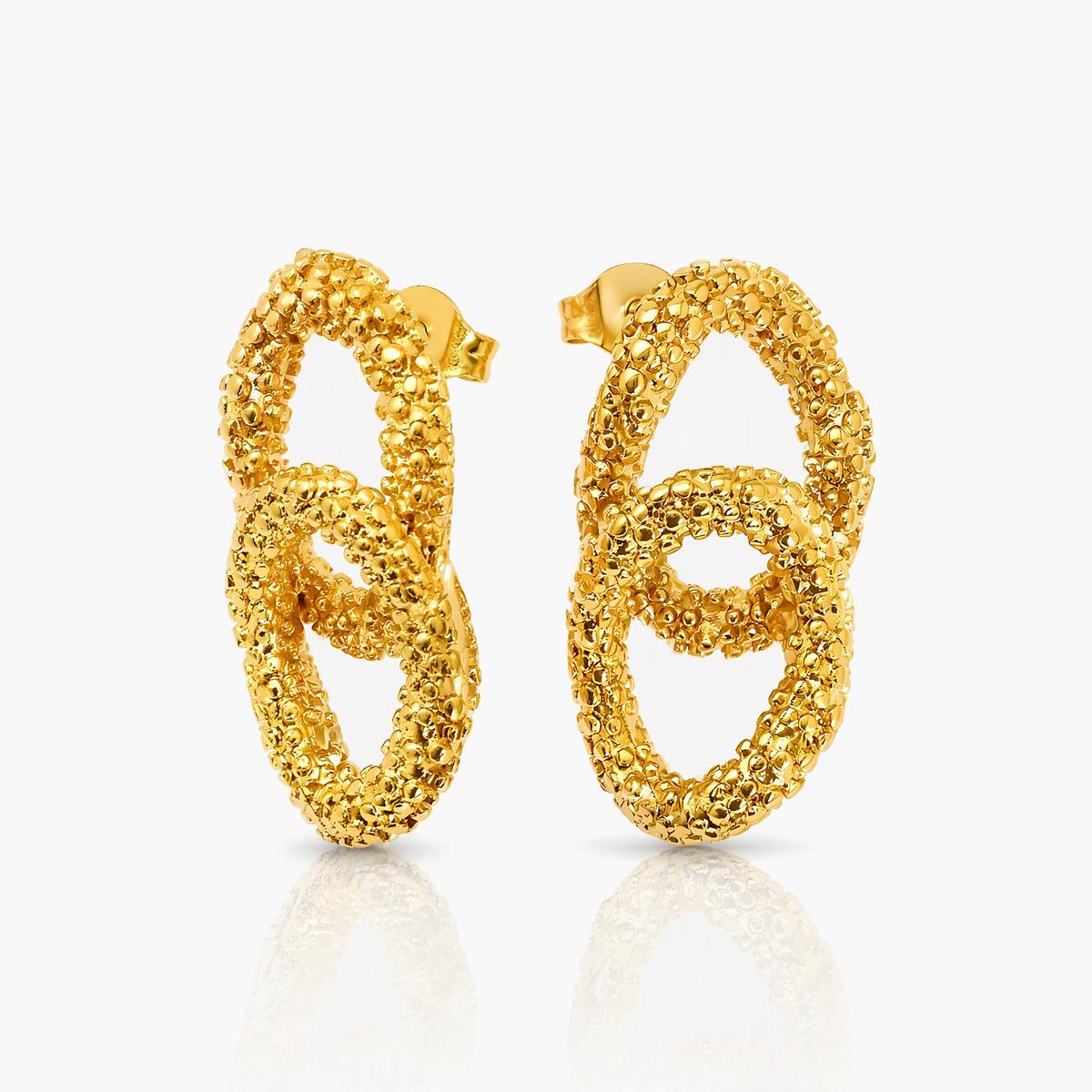 Textured Interlocking Oval Hoop Earrings