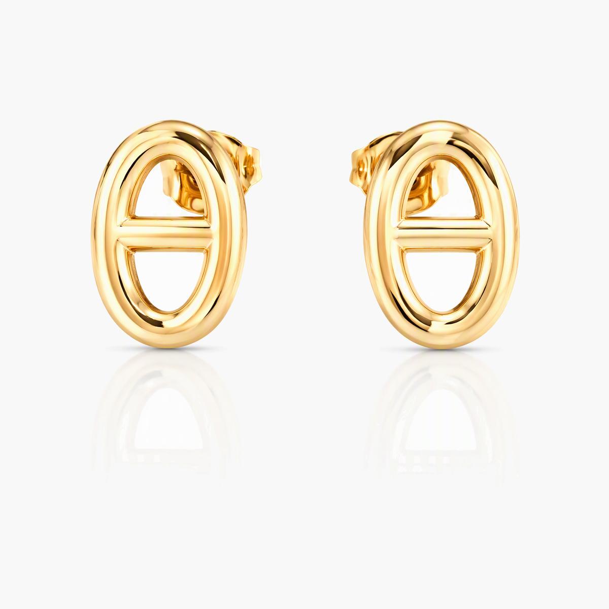 Minimalist Oval Link Stud Earrings