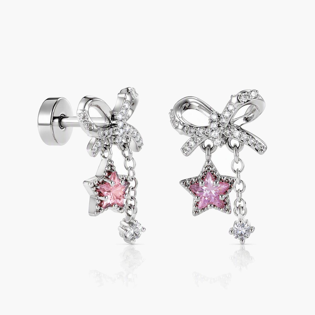 Cute Bow Knot Star Drop Earrings