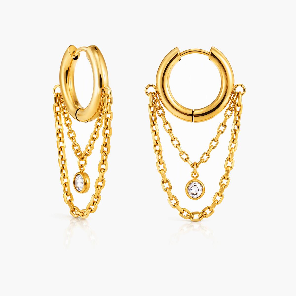 Layered Chain Hoop Earrings