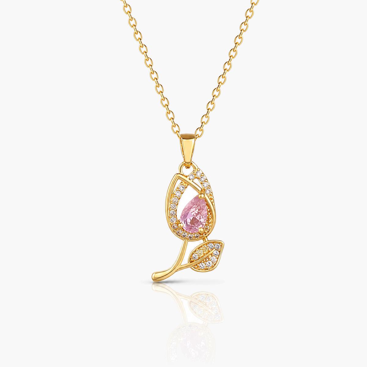 Dainty Flower Leaf Pendant Necklace