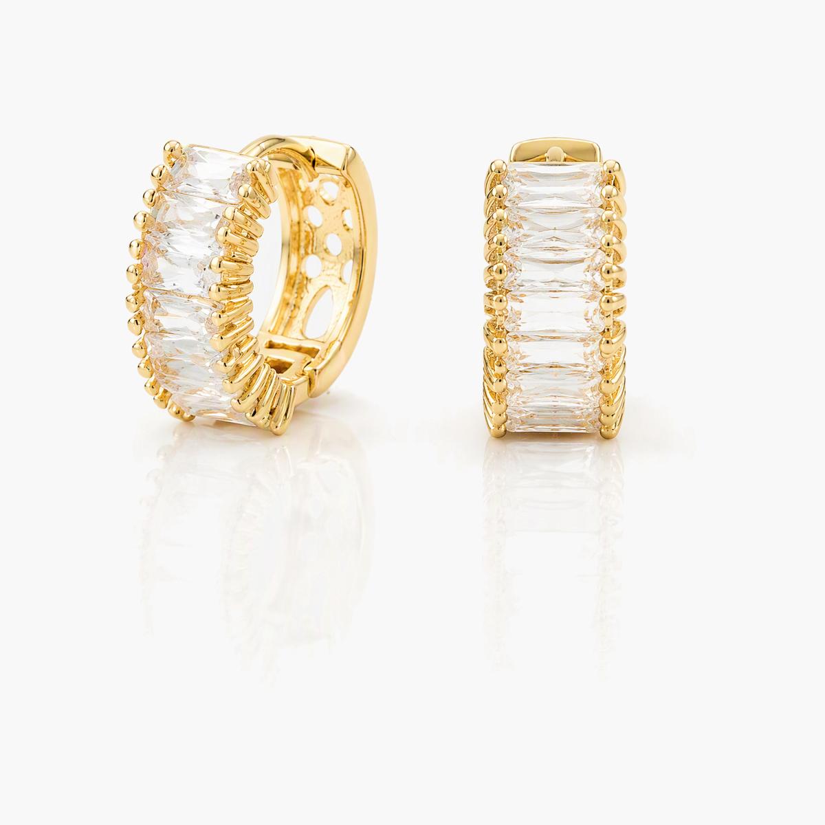 Rectangular Stone Hoop Earrings