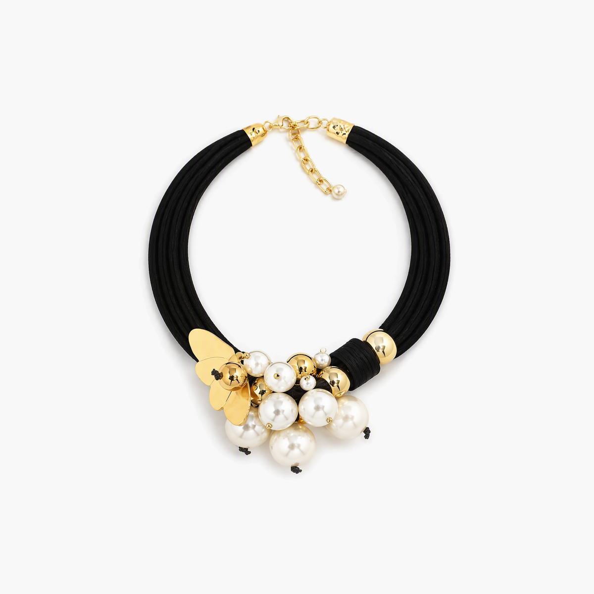 Chunky Butterfly Pearl Cluster Necklace