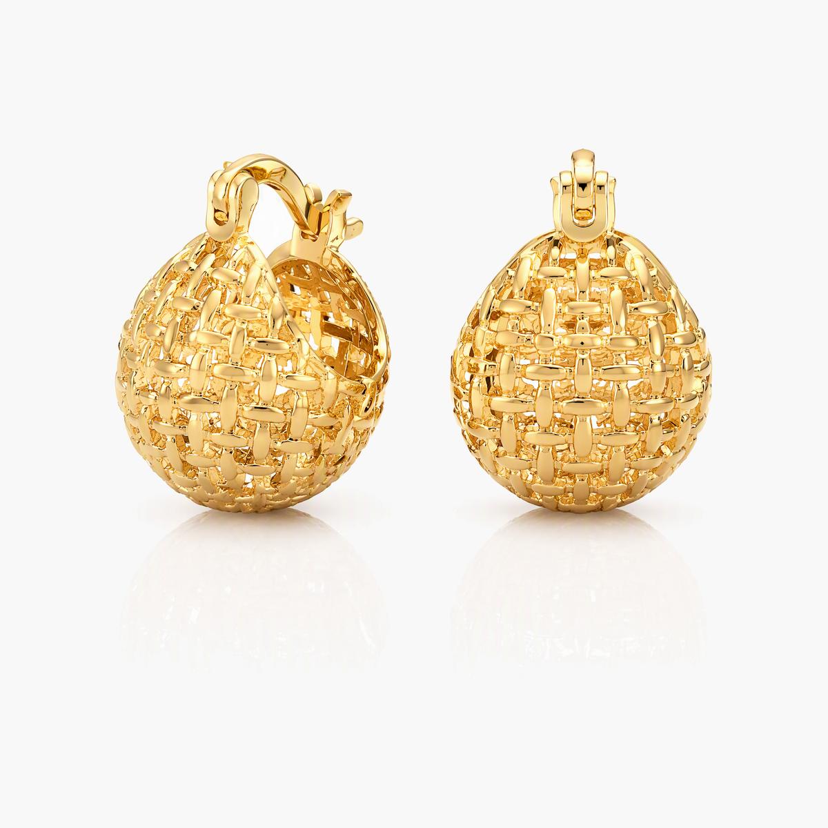 Woven Sphere Huggie Earrings