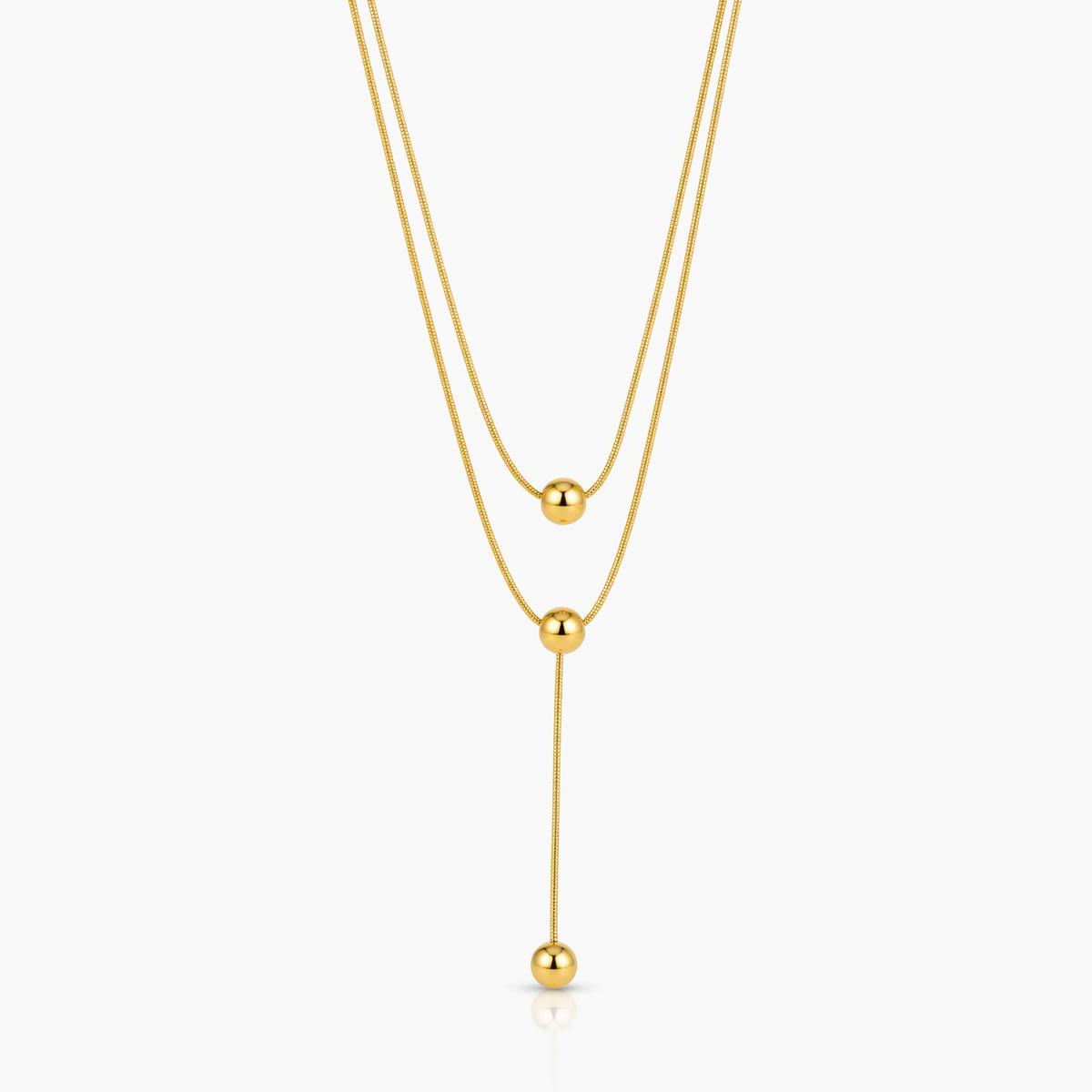 Dainty Double Snake Chain Bead Necklace